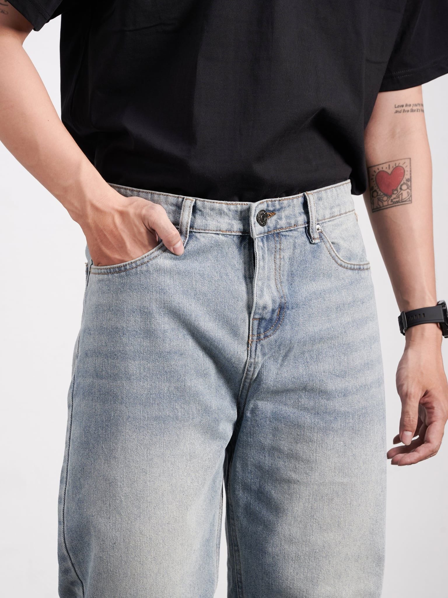  Quần jean straight grey mos 36 