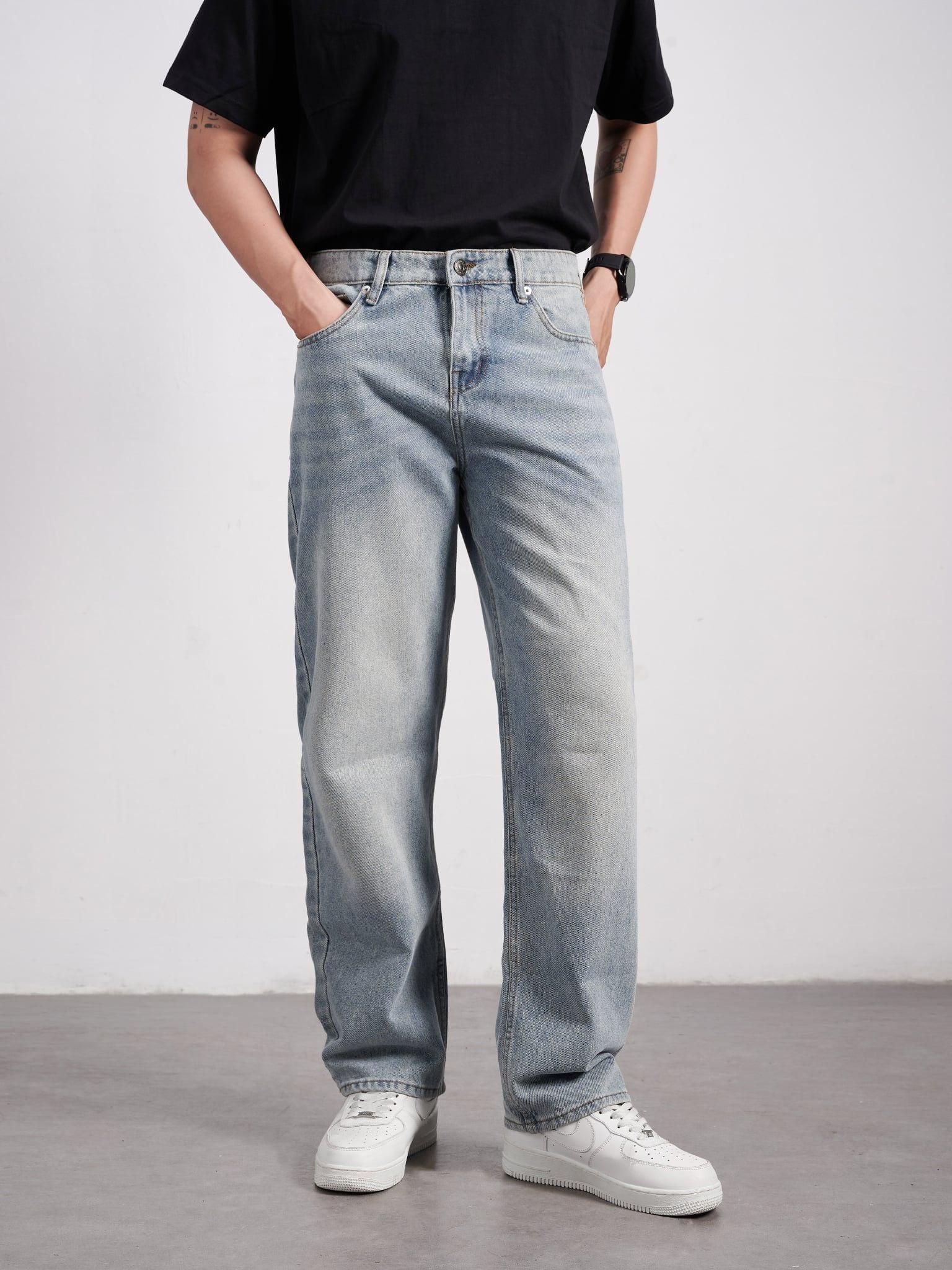  Quần jean straight grey mos 36 