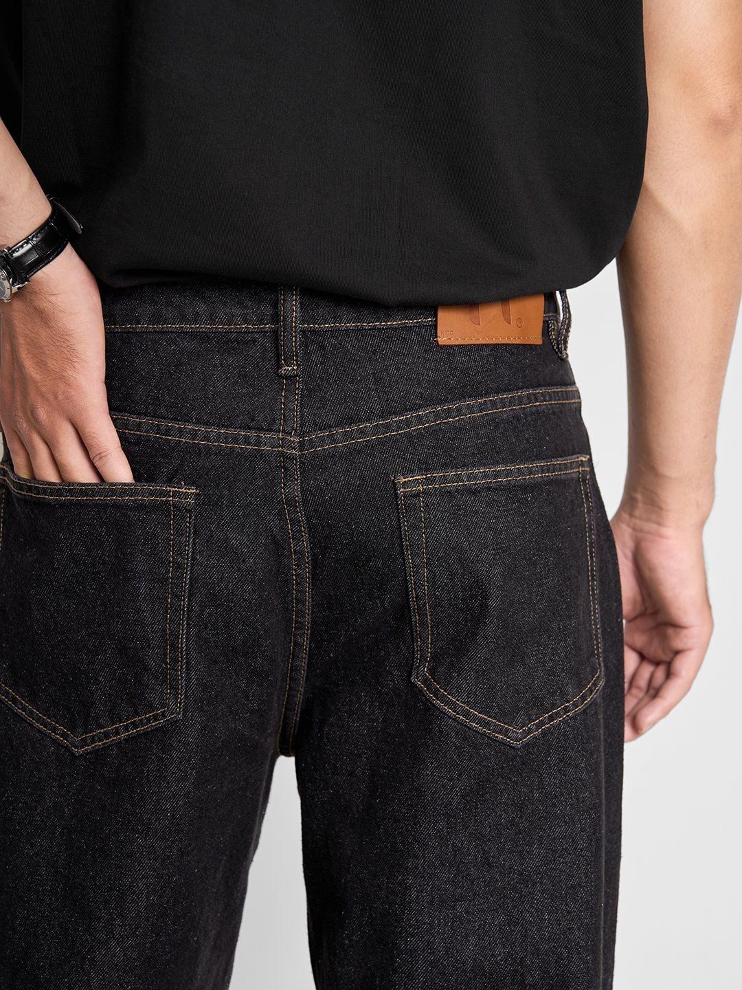  Quần jean wideleg raw black denim 64 