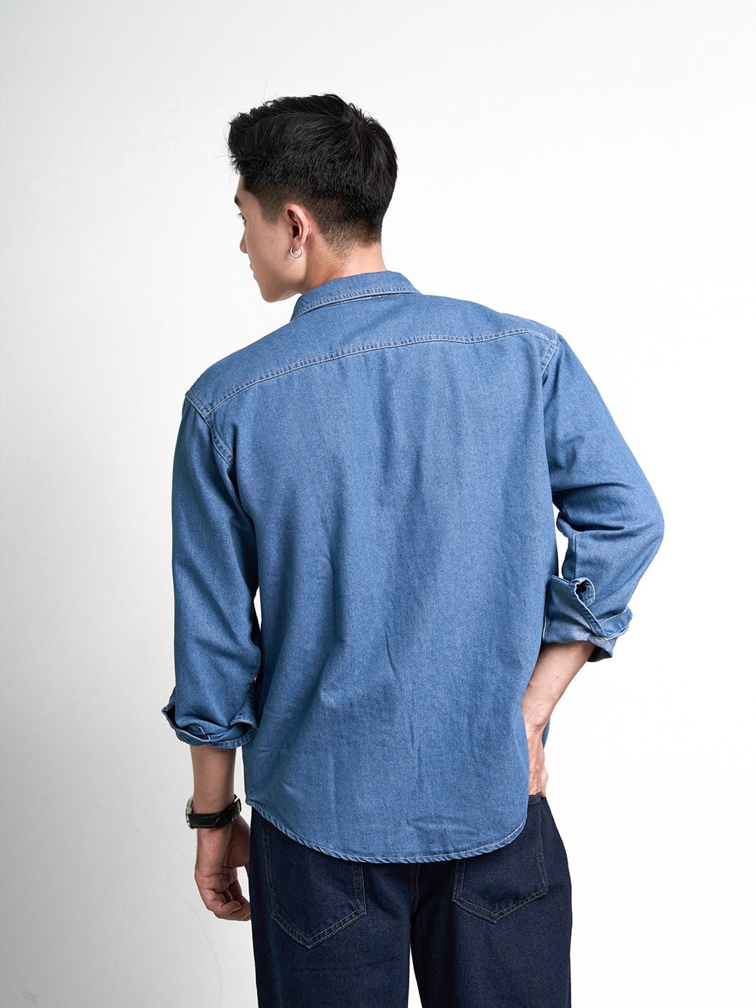  Sơ mi denim 2pocket midblue 