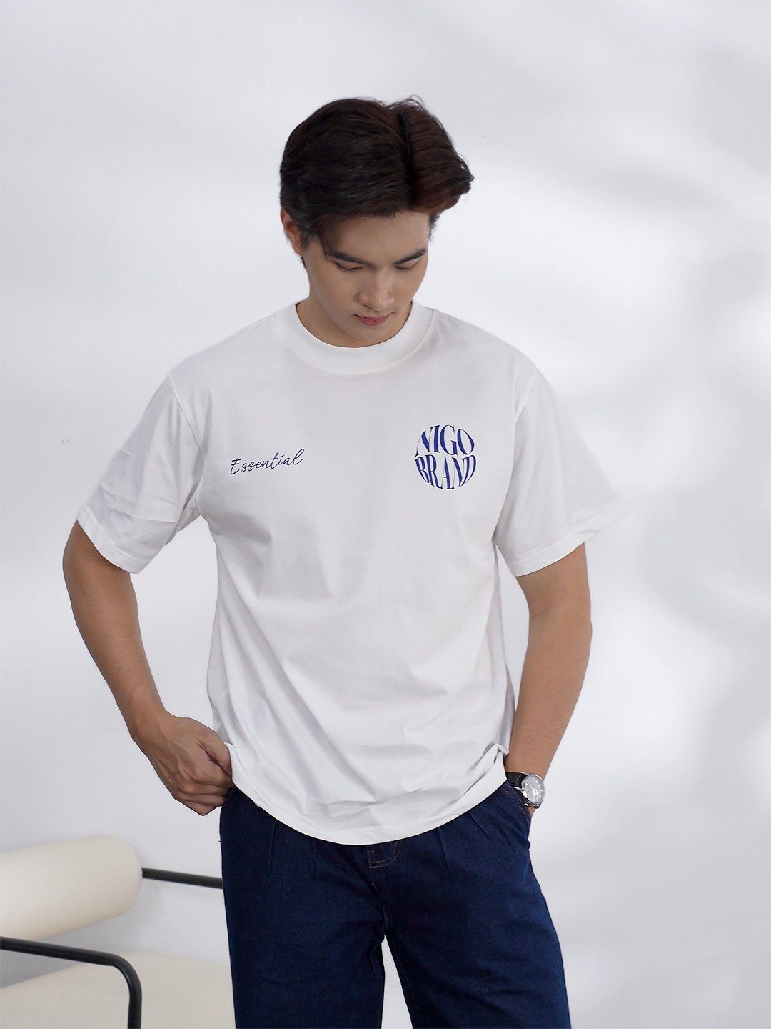  Áo over essen trắng 