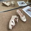 Sandal xuồng cói mũi vuông nhỏ 2 quai may giữa hậu khóa cài - MS: X7-01017