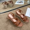 Sandal xuồng cói mũi vuông nhỏ 2 quai may giữa hậu khóa cài - MS: X7-01017