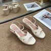 Sandal xuồng cói mũi vuông nhỏ 2 quai may giữa hậu khóa cài - MS: X7-01017