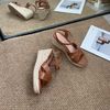 Sandal xuồng cói mũi vuông nhỏ 2 quai may giữa hậu khóa cài - MS: X7-01017