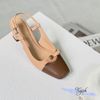 Cao gót gót lép khuyết mũi vuông nhỏ phối khóa - MS: C6-22006