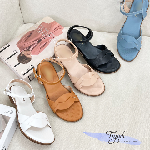  Sandal xẹp mũi tròn 2 quai đan - SX-58004 