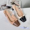 Cao gót gót lép khuyết mũi vuông nhỏ phối khóa - MS: C6-22006