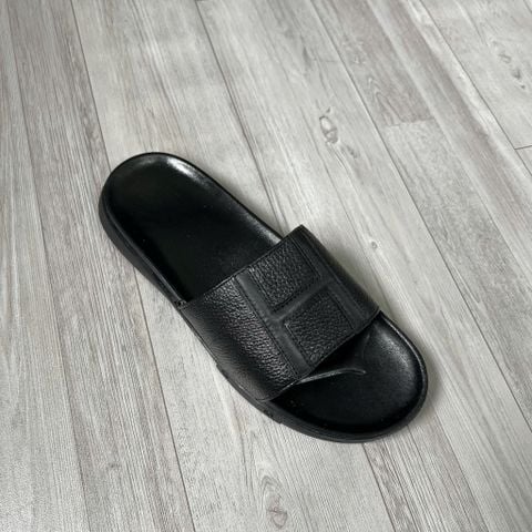  Dép mũi tròn quai bảng ngang dập ô da - MS: DX-01045 