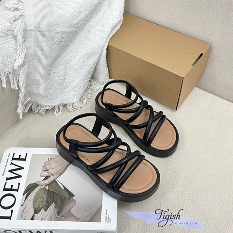  Sandal 3cm mũi tròn 5 quai ngang chéo - MS: S3-25005 