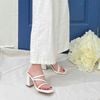 Guốc 8cm gót trụ xéo mũi vuông 3 quai mảnh ngang chéo - MS: G8-85007