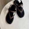 Sandal mũi tròn kẹp ngón phối quai ngang khóa hậu thun - MS: SX-58010