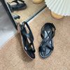 Sandal mũi tròn xỏ ngón 2 quai chéo hậu xé dán - MS: SX-10009