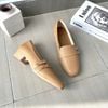 Cao gót 3cm mũi vuông nhỏ phối 2 khóa cài - da - MS: C3-62001