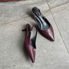 Cao gót 5cm gót nhỏ mũi nhọn gắn khóa hậu hở khóa - MS: C5-75001