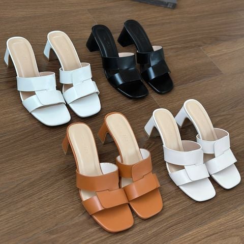  Guốc 5cm gót trụ xéo mũi vuông 2 quai lồng - MS: G5-85013 