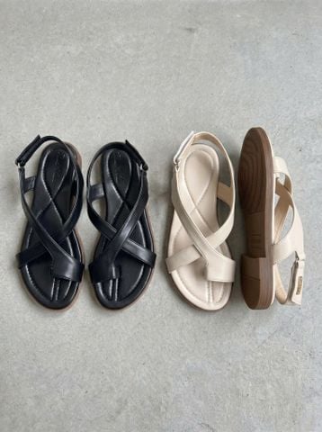  Sandal mũi tròn xỏ ngón 2 quai chéo hậu xé dán - MS: SX-10009 