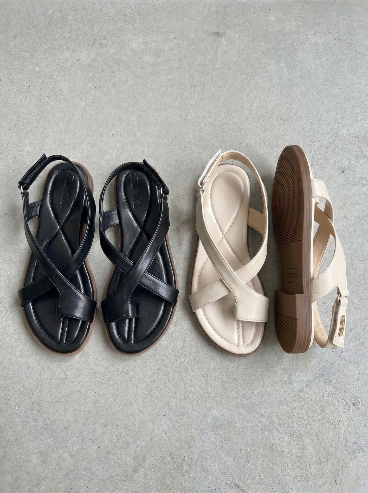 Sandal mũi tròn xỏ ngón 2 quai chéo hậu xé dán - MS: SX-10009