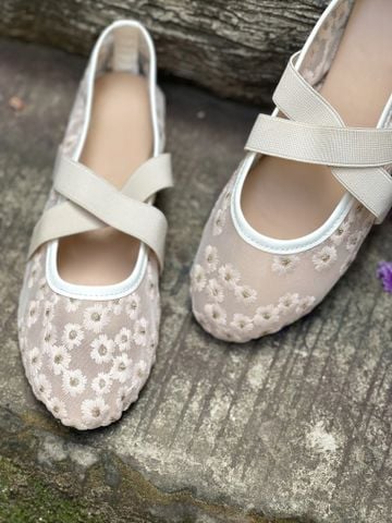  Búp bê mũi tròn quai ren hoa viền si phối 2 dây thun chéo lớn - MS: BBX-01040 