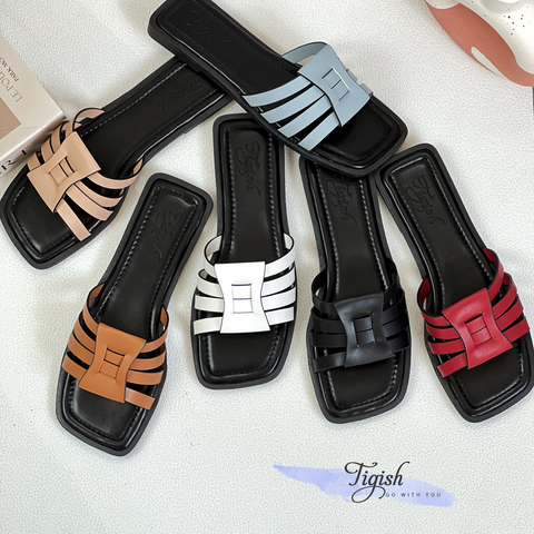  Dép mũi vuông 4 quai đan- MS: DX-25057 