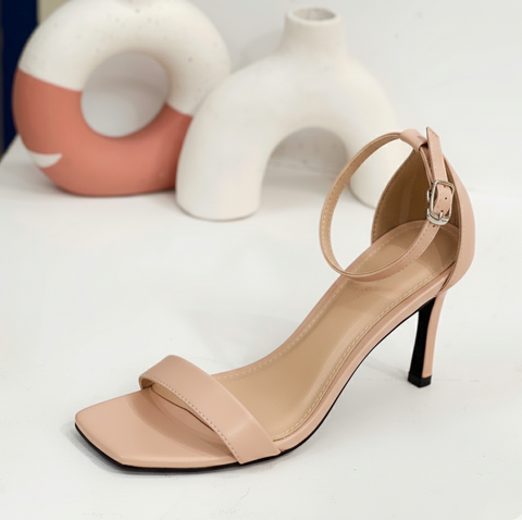  Sandal 7cm gót đuôi chuột mũi vuông quai ngang trơn- MS: S7-22013 