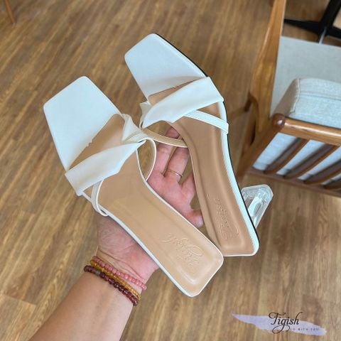  Guốc 7p gót mika mũi vuông 2 quai lớn nhỏ xoắn- MS: G7-23004 