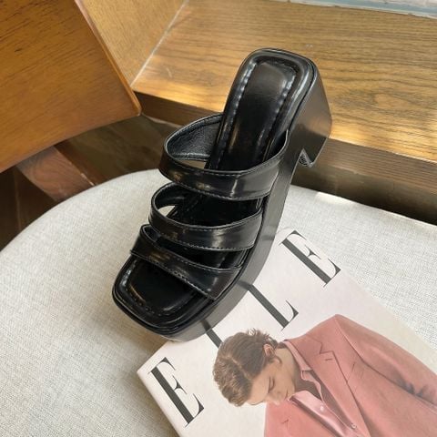  Guốc 8cm bánh mì mũi vuông 3 quai ngang - MS: G8-58001 