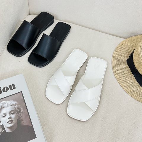  Dép xẹp mũi vuông bảng ngang lớn - MS: DX-01042 