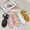 Sandal xẹp mũi tròn quai chữ H - MS: SX-58007