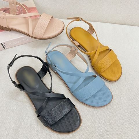  Sandal xẹp bảng ngang phối 2 quai chéo nhỏ - MS: SX-58003 