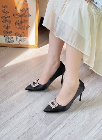  Cao gót 9cm gót nhọn mũi nhọn phối khóa - MS: C9-10001 