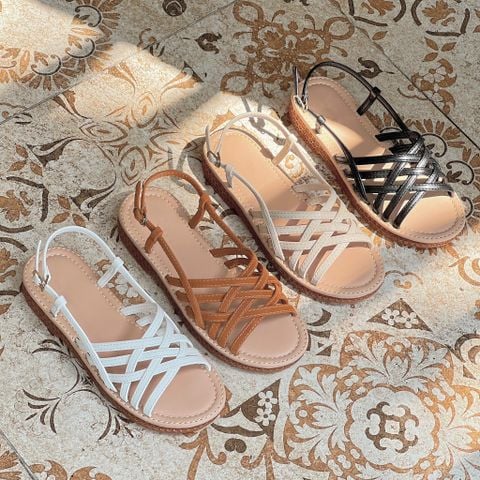  Sandal đế 2cm mũi tròn 6 quai mảnh đan chéo - MS: S2-01002 
