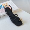 Sandal xẹp mũi vuông xỏ ngón 2 quai mảnh chéo  - MS: SX-25071