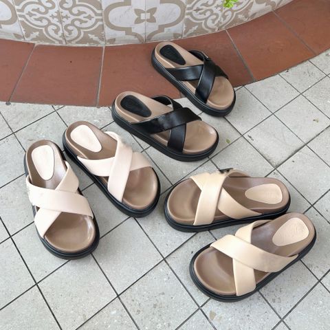  Dép 3cm mũi tròn 2 quai chéo - MS: DX-25069 