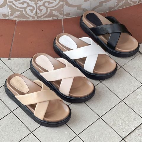  Dép 3cm mũi tròn 2 quai chéo - MS: DX-25069 