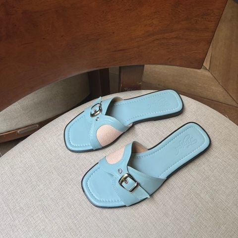  Dép xẹp mũi vuông quai ngang phối khóa - MS: DX-25055 