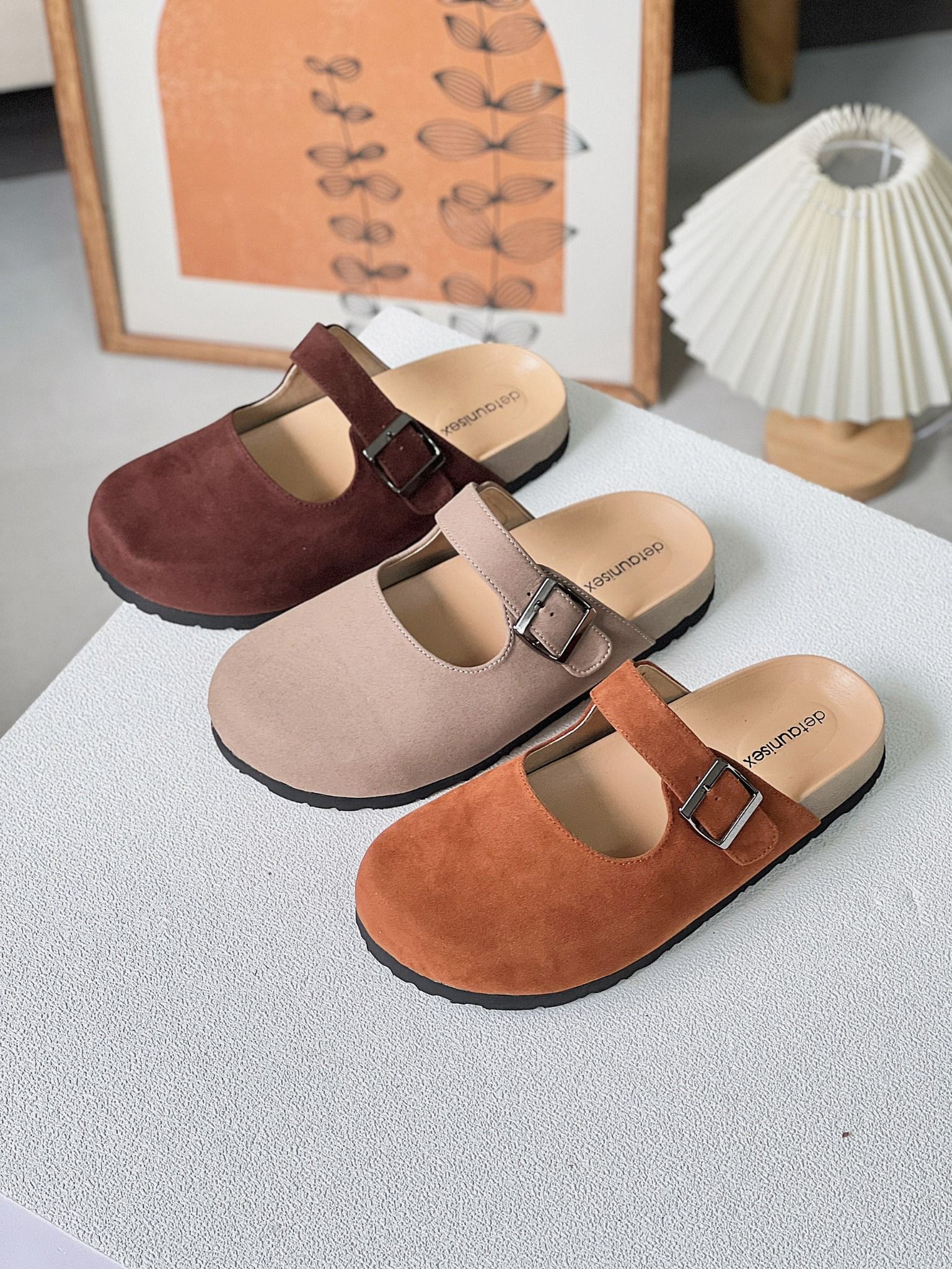 Dép Boston bít mũi quai ngang phối khóa - MS: DX-01050