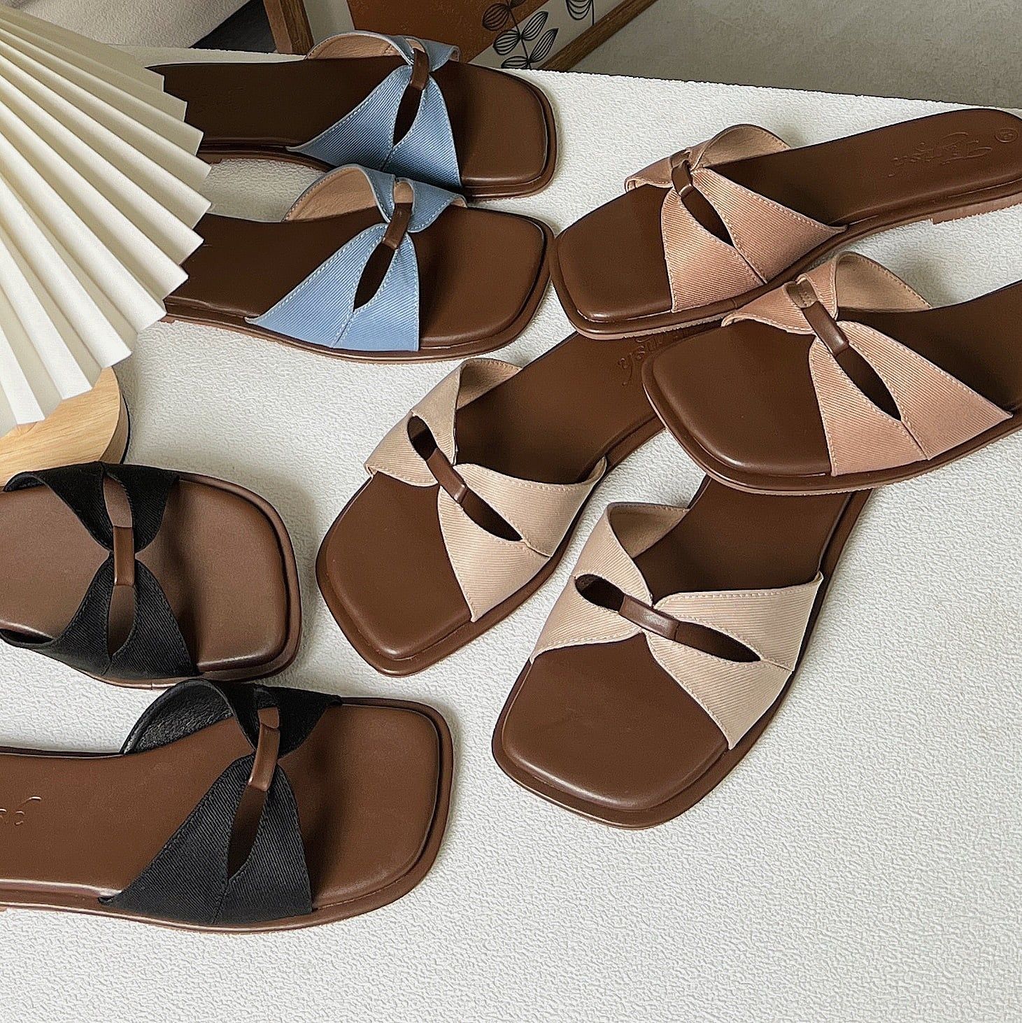 Dép xẹp mũi vuông quai cánh bướm- MS: DX-25073