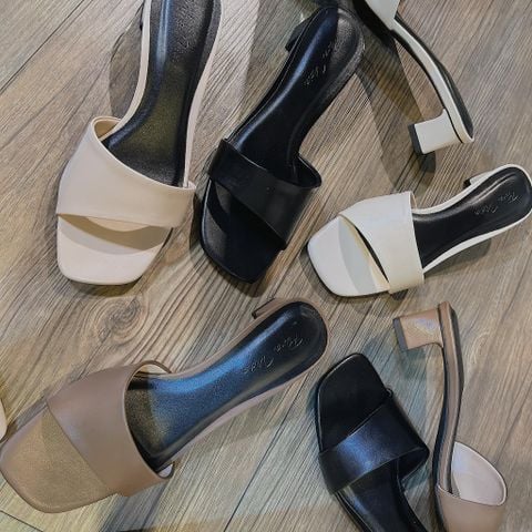  Guốc 4cm gót chữ nhật mũi vuông quai ngang lệch - MS: G4-22006 