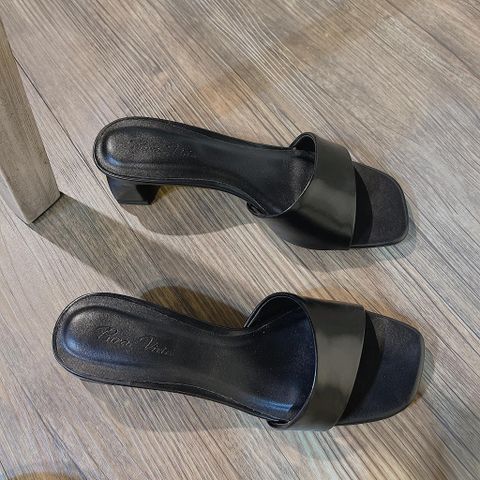  Guốc 4cm gót chữ nhật mũi vuông quai ngang lệch - MS: G4-22006 