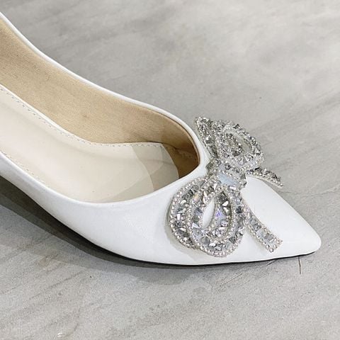  Cao gót 1cm mũi nhọn phối nơ đôi đính đá - MS: C1-10009 