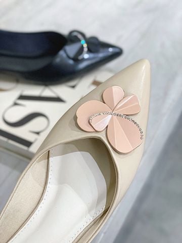  Cao gót 1cm mũi nhọn khuyết eo phối nơ cánh bướm - MS: C1-10011 