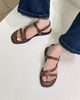 Sandal mũi vuông 2 quai ngang chéo liền hậu khóa - MS: SX-25082