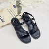 Sandal mũi vuông 2 quai ngang chéo liền hậu khóa - MS: SX-25082
