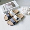 Dép đế trấu 2 quai ngang xé dán phối khóa nhựa- MS: DX-24036