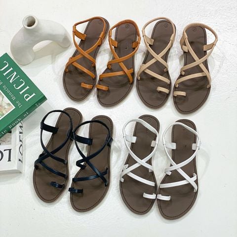  Sandal mũi tròn xỏ ngón 3 quai chéo - MS: SX-25085 