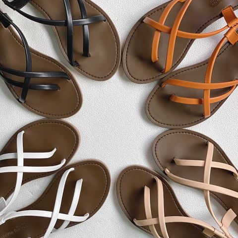 Sandal mũi tròn kẹp ngón 3 quai chéo - MS: SX-25084 