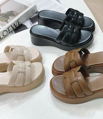  Dép 7cm đế đúc mũi tròn 3 quai đan - MS: D7-58002 