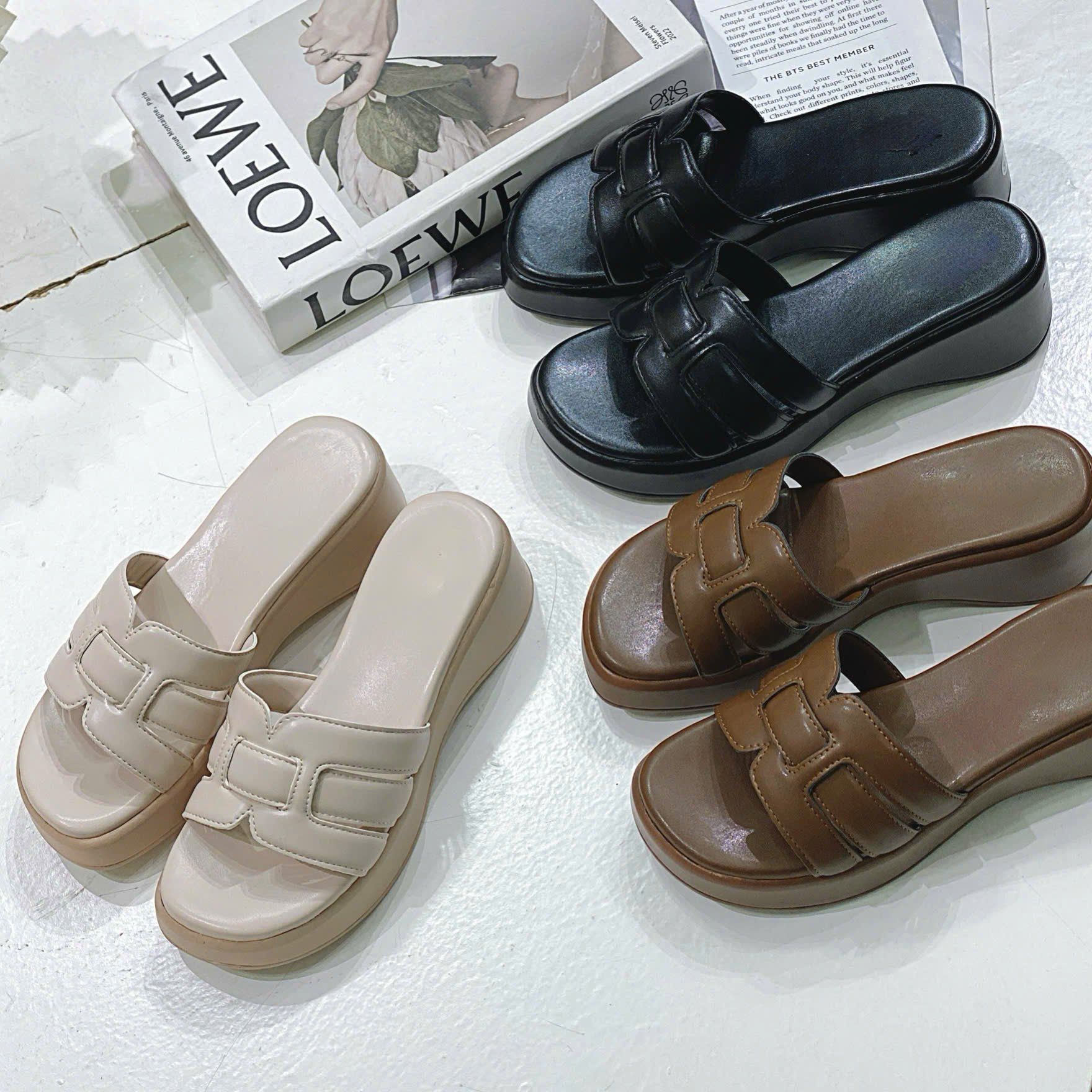 Dép 7cm đế đúc mũi tròn 3 quai đan - MS: D7-58002