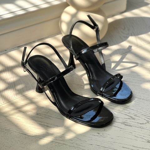  Sandal 7cm gót tròn nhỏ mũi bầu quai ngang mảnh - MS: S7-23032 